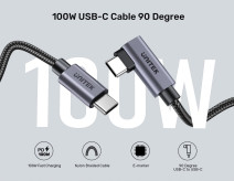 UNITEK TYPE-C HIZLI ŞARJ KABLOSU 90 DERECE 3 METRE 100W (C14123BK-3M)